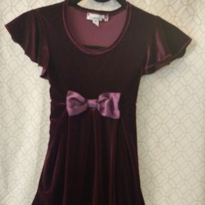 Soft stretchy velvet dress with ruffled cap sleeve